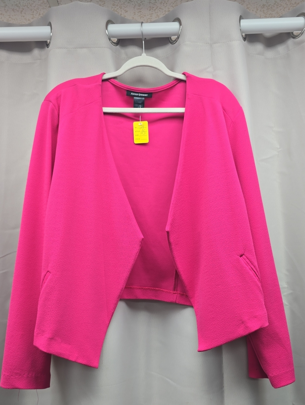 Ashley Stewart Vibrant Pink Open-Front Cropped Blazer Size 24